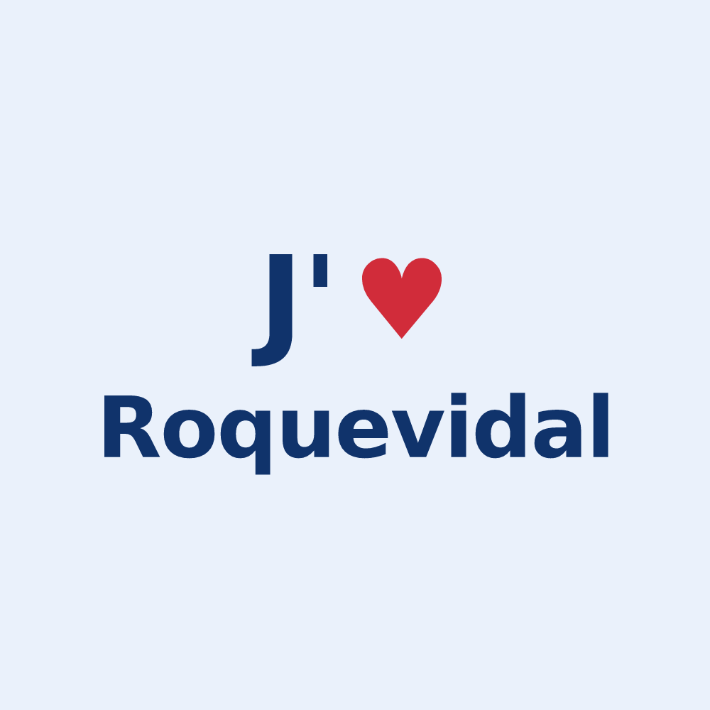 Sticker personnalisé Roquevidal — design J'aime Roquevidal