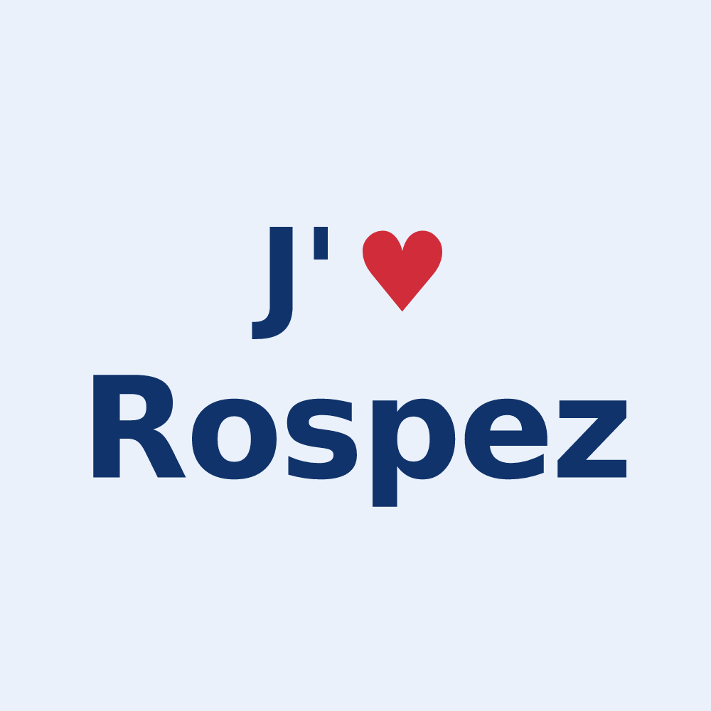 Sticker personnalisé Rospez — design « J'aime Rospez » imprimé sur le sticker