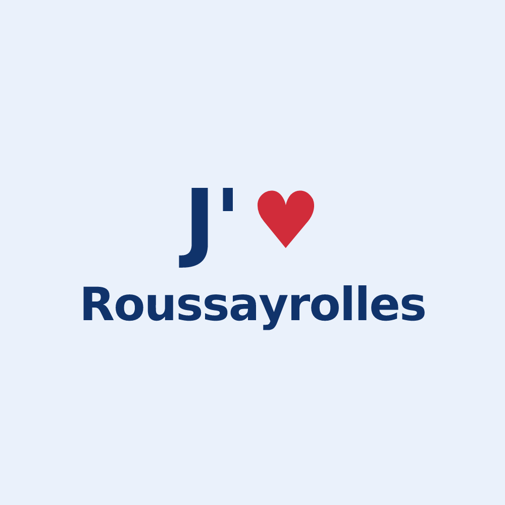 Sticker personnalisé Roussayrolles — design J'aime Roussayrolles