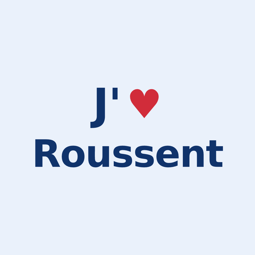 Sticker personnalisé Roussent — design J'aime Roussent