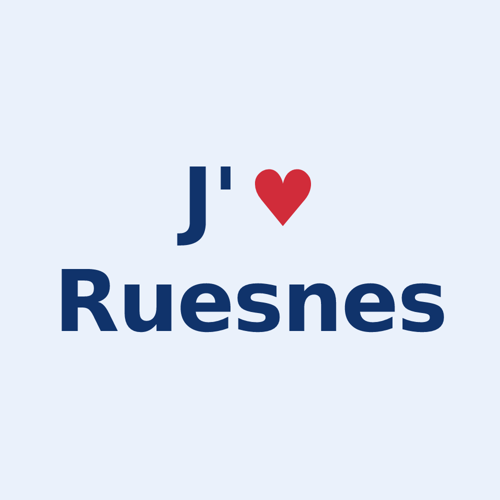 Sticker personnalisé Ruesnes — design « J'aime Ruesnes » imprimé sur le sticker