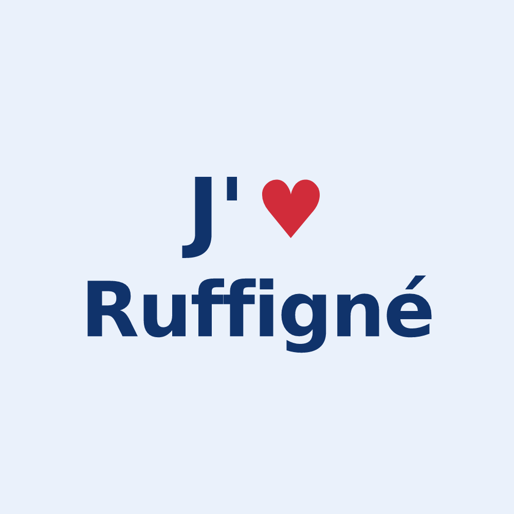 Sticker personnalisé Ruffigné — design J'aime Ruffigné