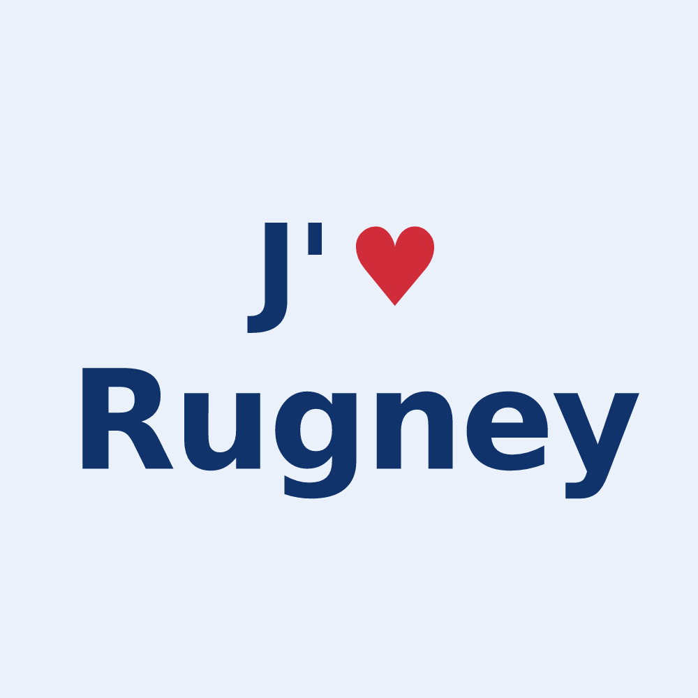 Sticker personnalisé Rugney — design J'aime Rugney