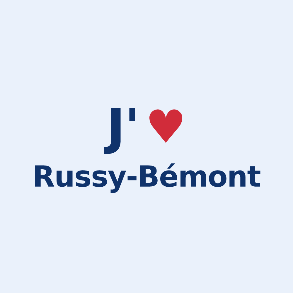 Sticker personnalisé Russy-Bémont — design J'aime Russy-Bémont