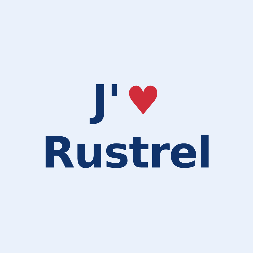 Sticker personnalisé Rustrel — design J'aime Rustrel
