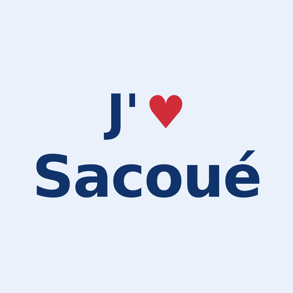 Sticker personnalisé Sacoué — design J'aime Sacoué