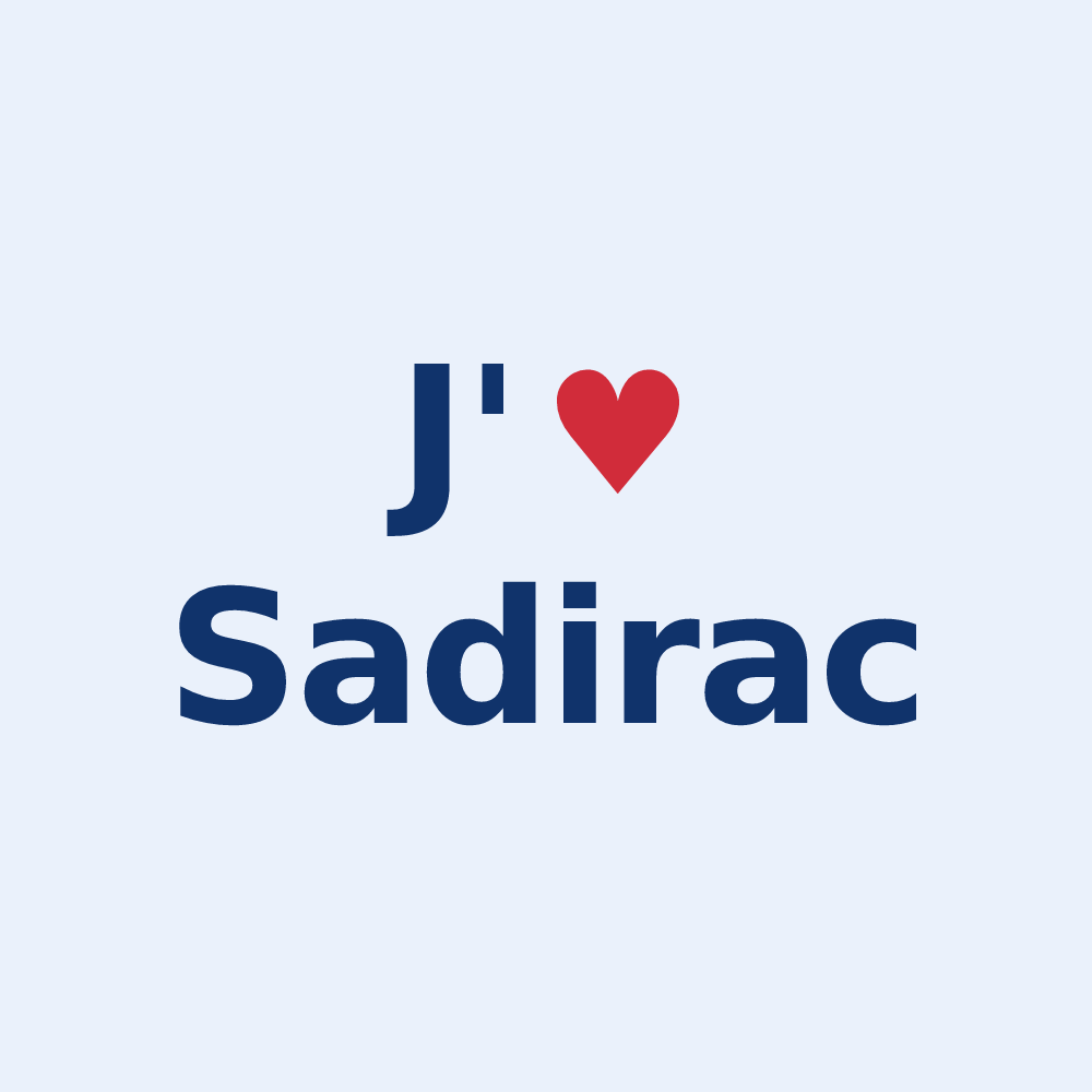 Sticker personnalisé Sadirac — design J'aime Sadirac