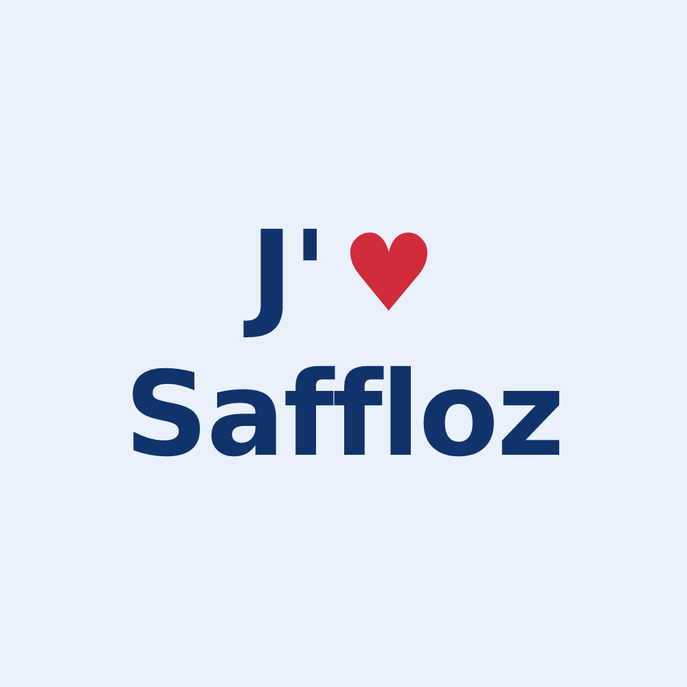 Sticker personnalisé Saffloz — design J'aime Saffloz