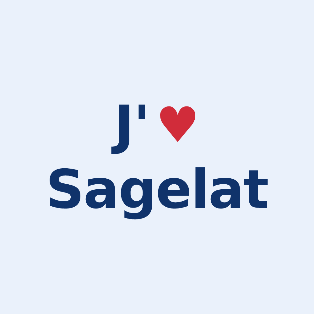 Sticker personnalisé Sagelat — design J'aime Sagelat
