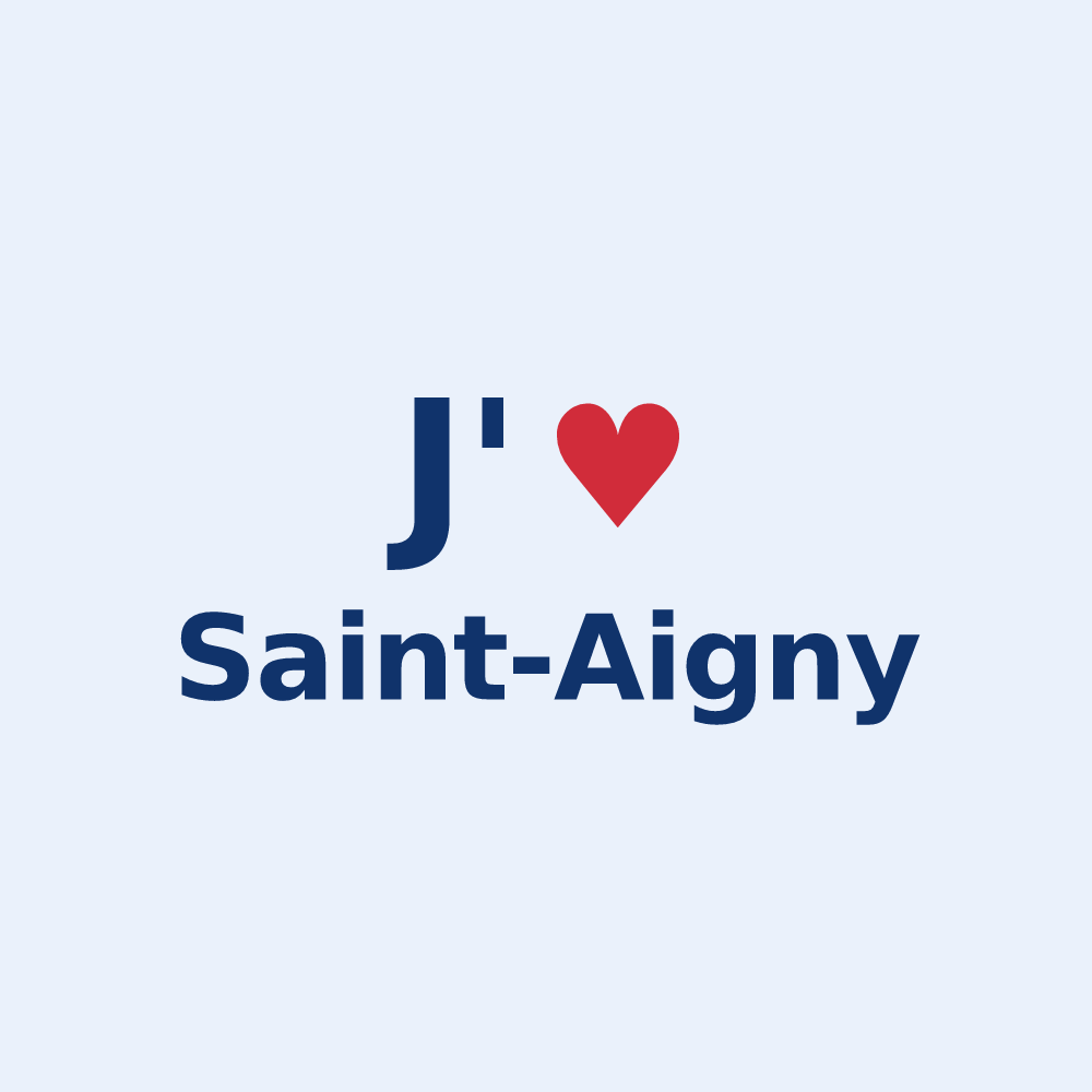 Sticker personnalisé Saint-Aigny — design « J'aime Saint-Aigny » imprimé sur le sticker