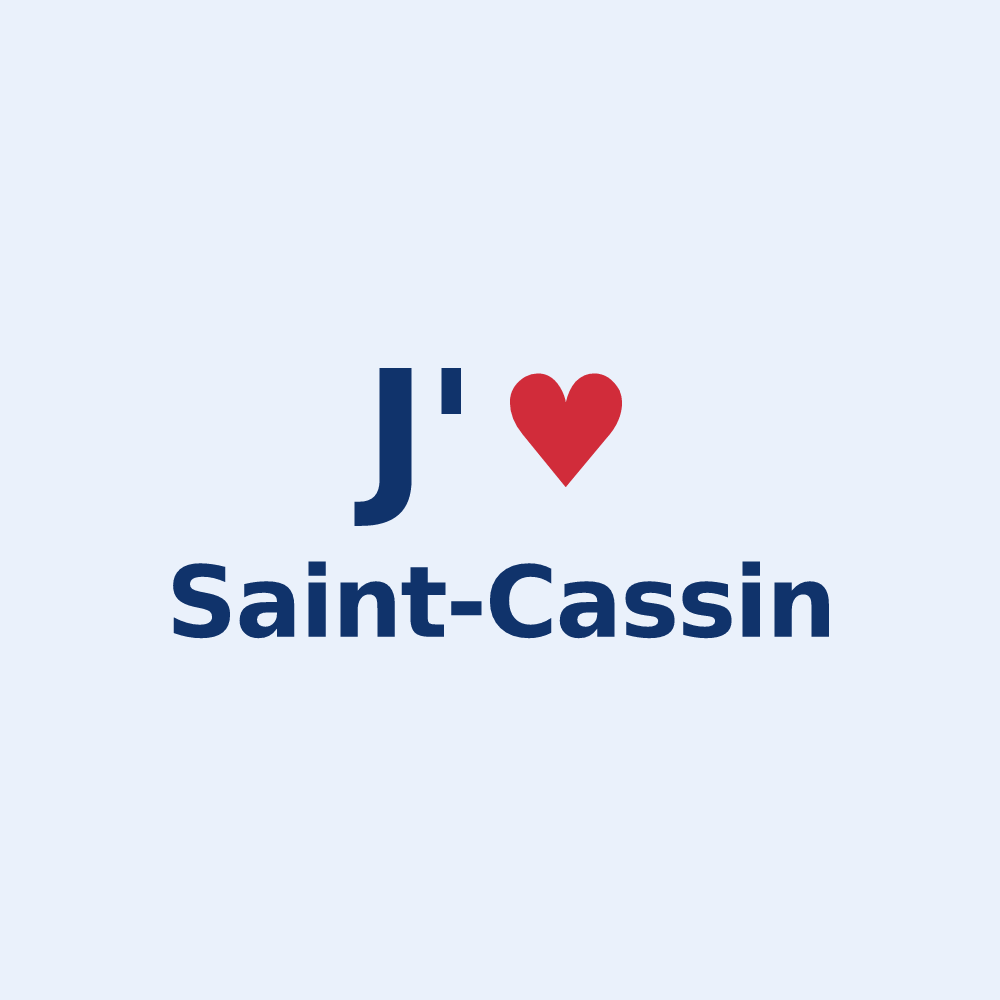 Sticker personnalisé Saint-Cassin — design « J'aime Saint-Cassin » imprimé sur le sticker