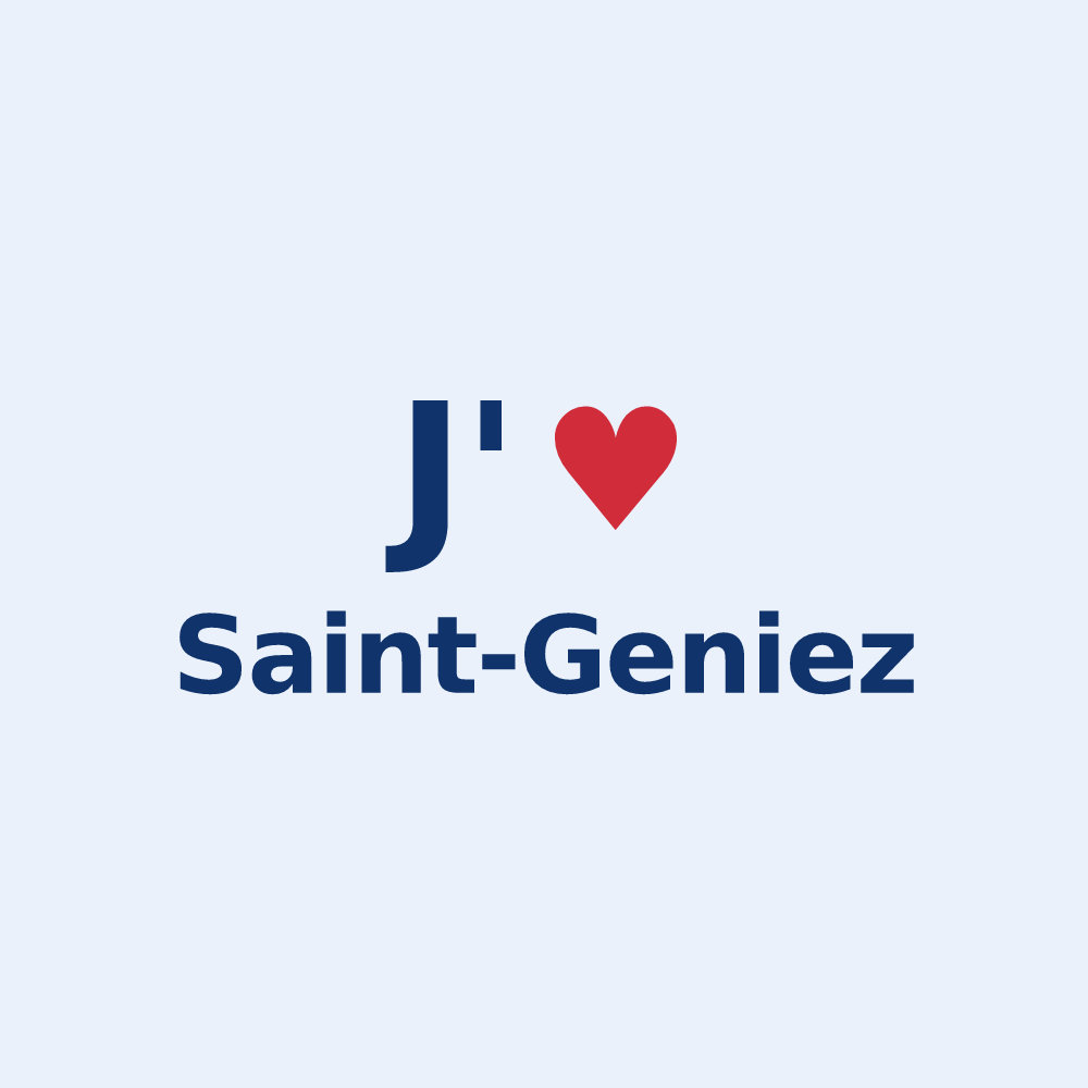 Sticker personnalisé Saint-Geniez — design « J'aime Saint-Geniez » imprimé sur le sticker
