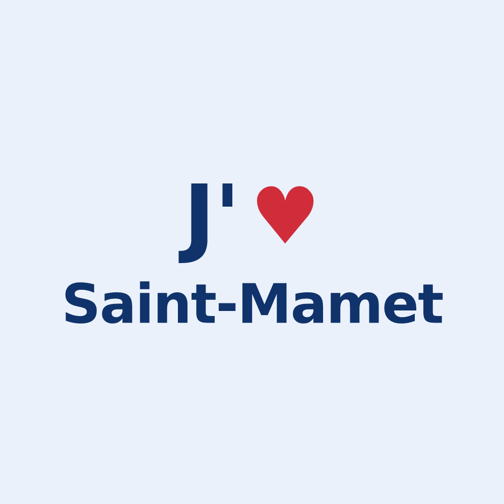 Sticker personnalisé Saint-Mamet — design « J'aime Saint-Mamet » imprimé sur le sticker