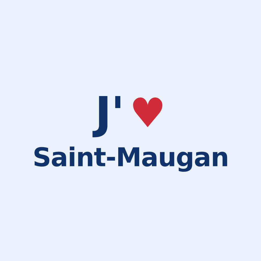 Sticker personnalisé Saint-Maugan — design « J'aime Saint-Maugan » imprimé sur le sticker