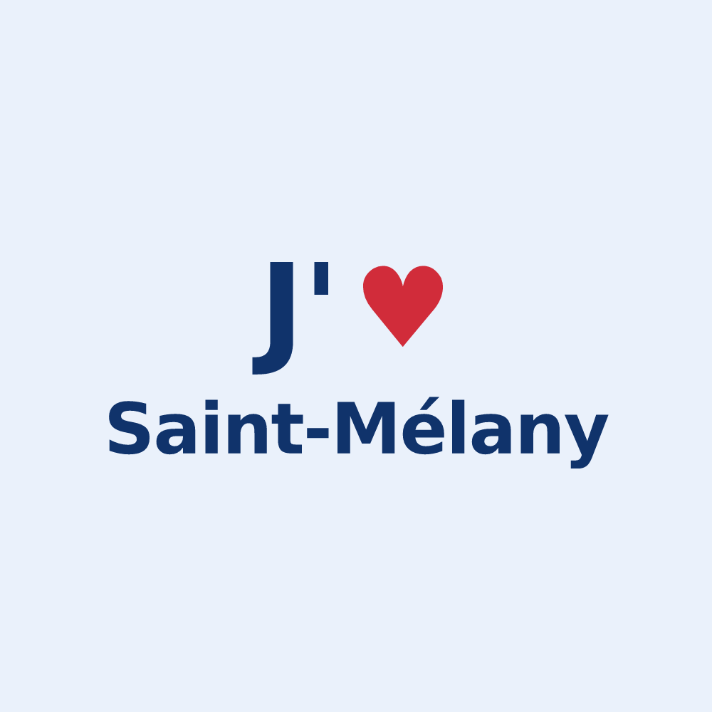 Sticker personnalisé Saint-Mélany — design « J'aime Saint-Mélany » imprimé sur le sticker