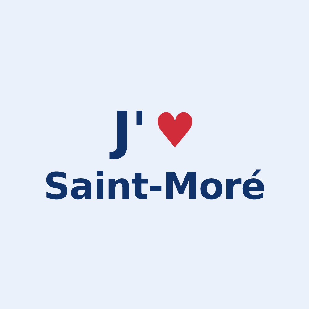 Sticker personnalisé Saint-Moré — design « J'aime Saint-Moré » imprimé sur le sticker