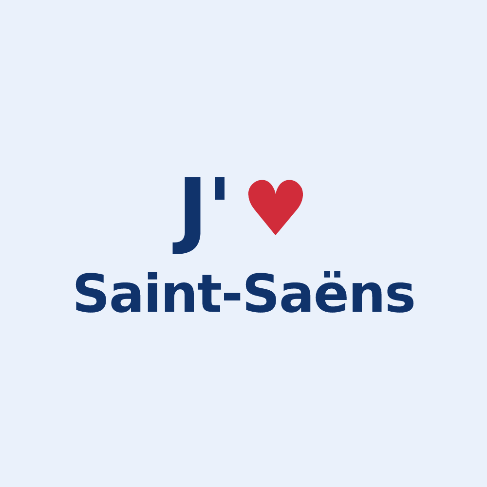 Sticker personnalisé Saint-Saëns — design J'aime Saint-Saëns