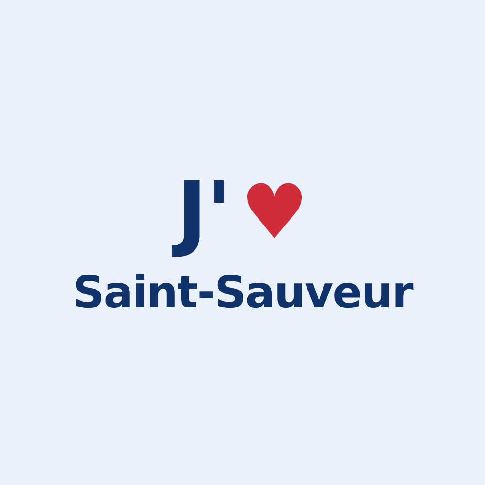 Sticker personnalisé Saint-Sauveur — design « J'aime Saint-Sauveur » imprimé sur le sticker