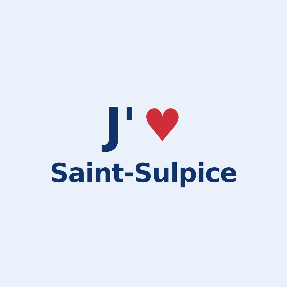 Sticker personnalisé Saint-Sulpice — design « J'aime Saint-Sulpice » imprimé sur le sticker