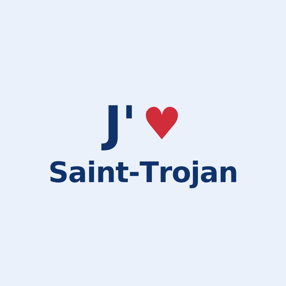Sticker personnalisé Saint-Trojan — design « J'aime Saint-Trojan » imprimé sur le sticker