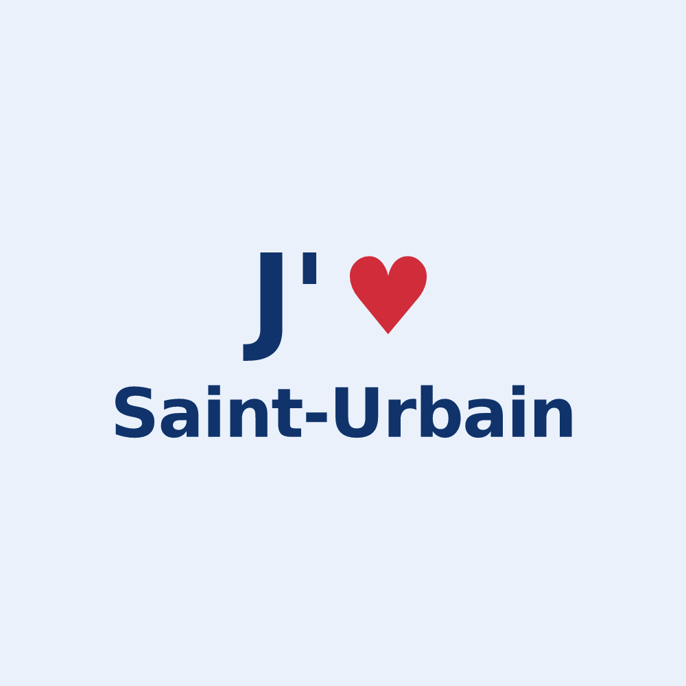 Sticker personnalisé Saint-Urbain — design « J'aime Saint-Urbain » imprimé sur le sticker