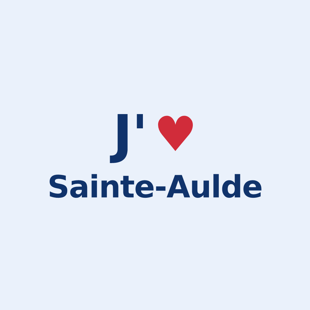 Sticker personnalisé Sainte-Aulde — design J'aime Sainte-Aulde