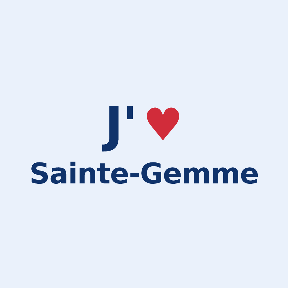 Sticker personnalisé Sainte-Gemme — design « J'aime Sainte-Gemme » imprimé sur le sticker