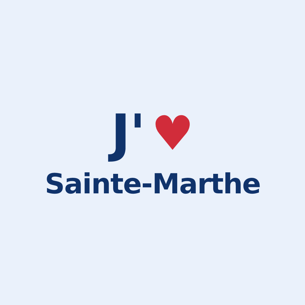 Sticker personnalisé Sainte-Marthe — design J'aime Sainte-Marthe