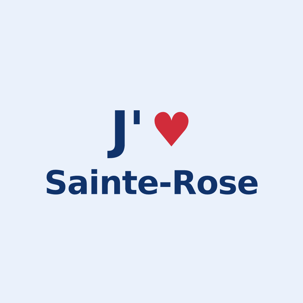 Sticker personnalisé Sainte-Rose — design « J'aime Sainte-Rose » imprimé sur le sticker