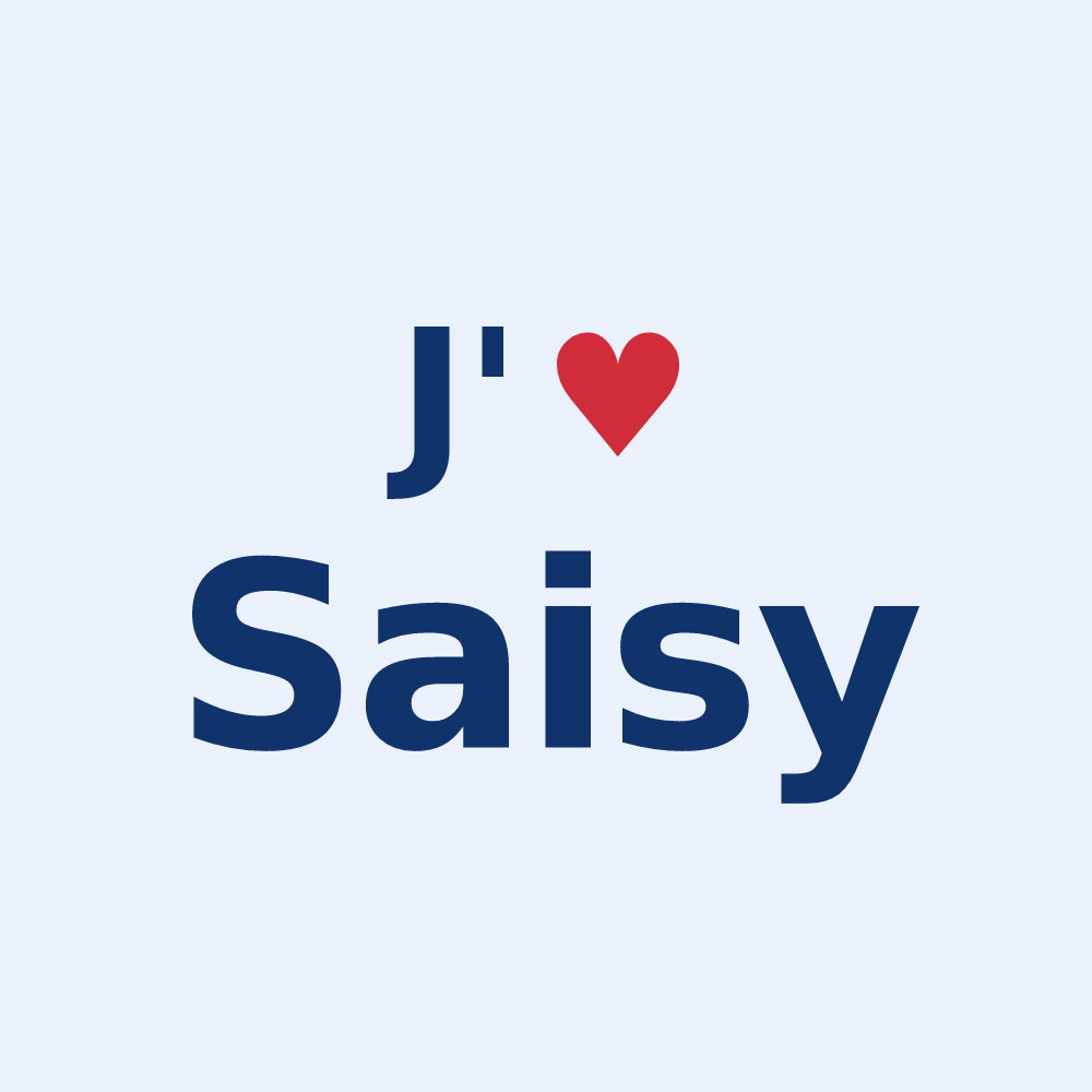 Sticker personnalisé Saisy — design « J'aime Saisy » imprimé sur le sticker