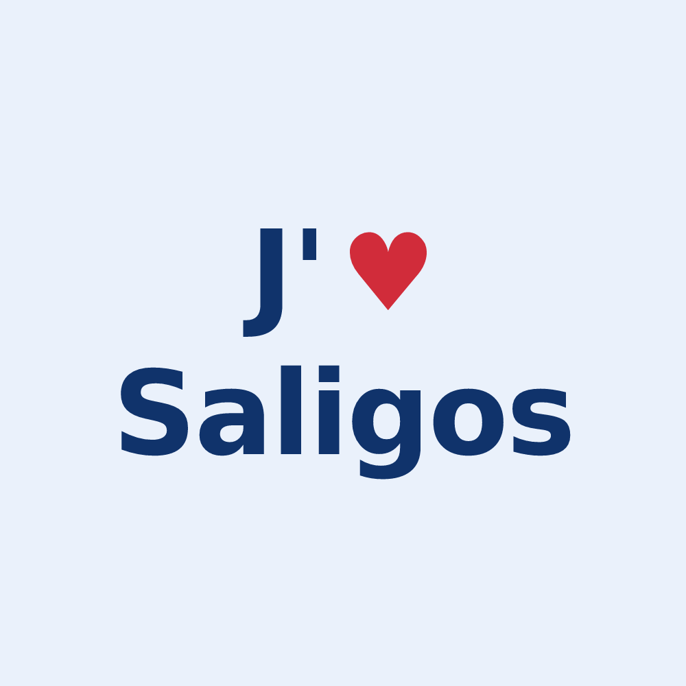 Sticker personnalisé Saligos — design « J'aime Saligos » imprimé sur le sticker