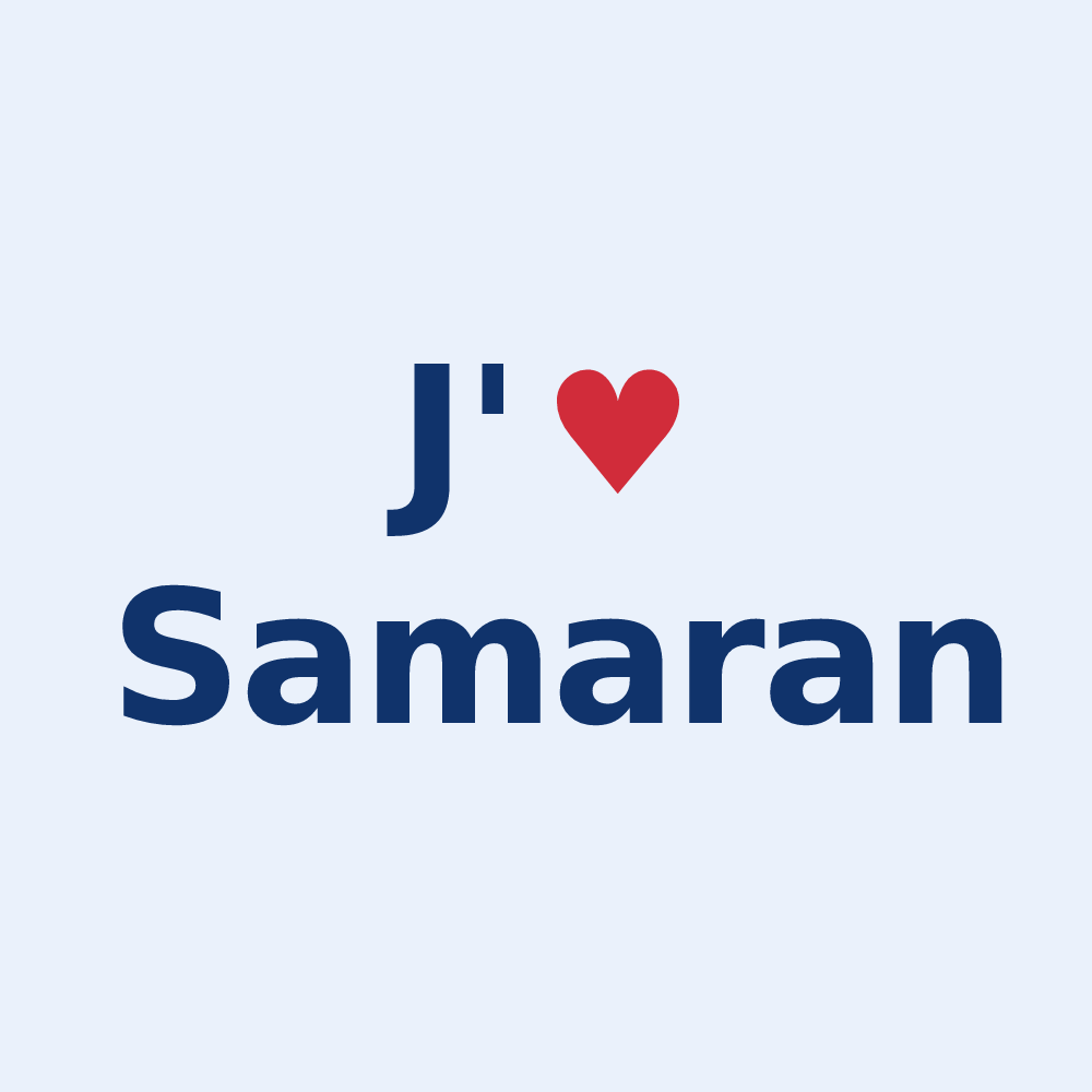 Sticker personnalisé Samaran — design « J'aime Samaran » imprimé sur le sticker