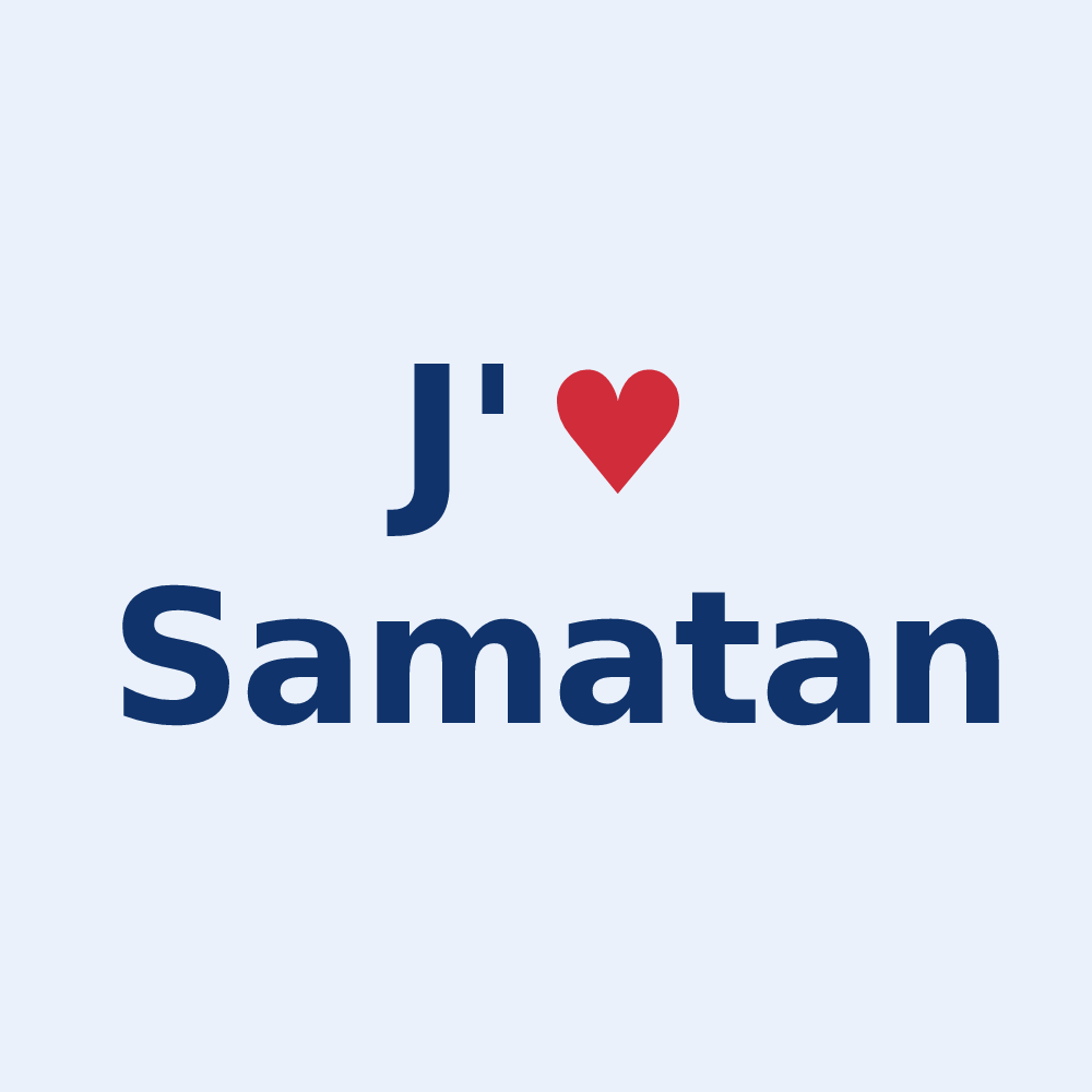 Sticker personnalisé Samatan — design « J'aime Samatan » imprimé sur le sticker