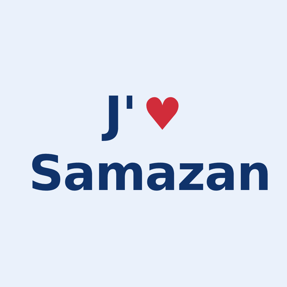 Sticker personnalisé Samazan — design J'aime Samazan