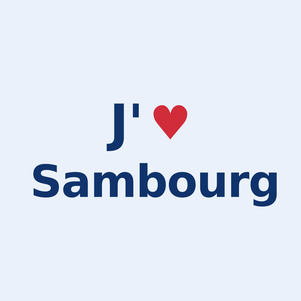 Sticker personnalisé Sambourg — design « J'aime Sambourg » imprimé sur le sticker