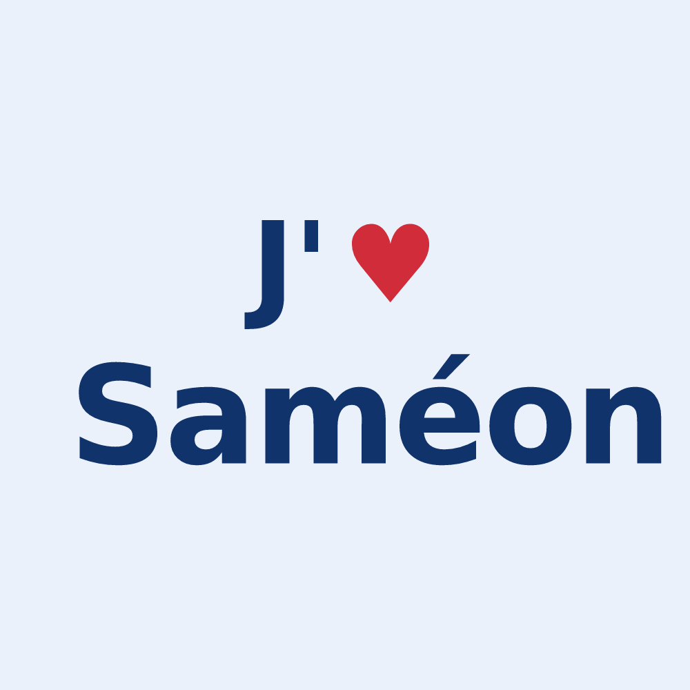 Sticker personnalisé Saméon — design « J'aime Saméon » imprimé sur le sticker
