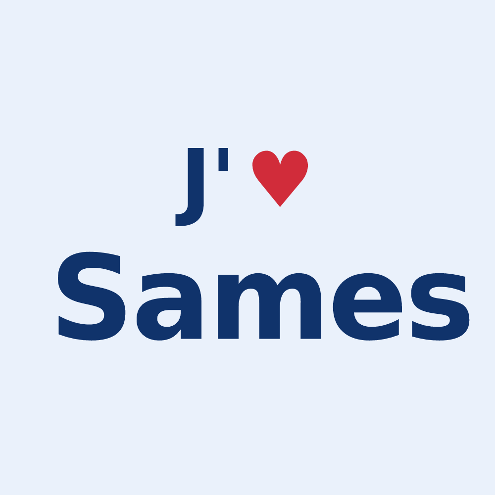 Sticker personnalisé Sames — design J'aime Sames