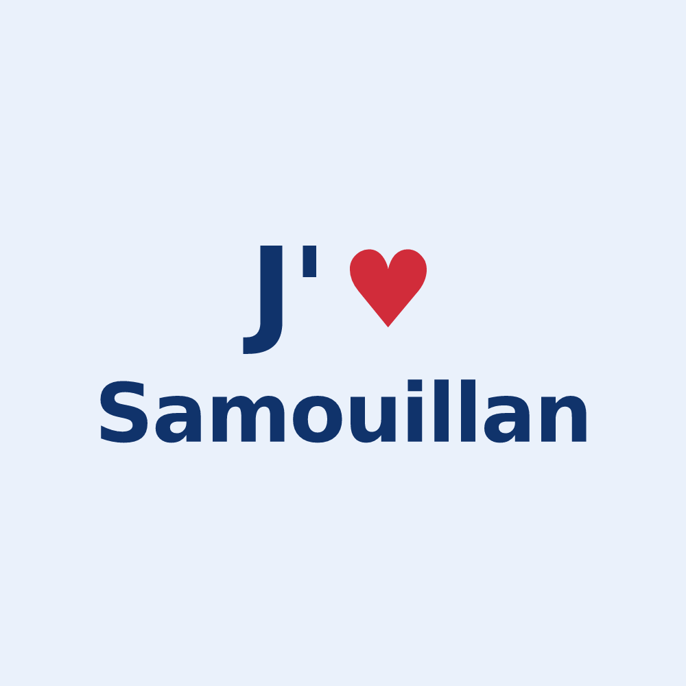 Sticker personnalisé Samouillan — design J'aime Samouillan