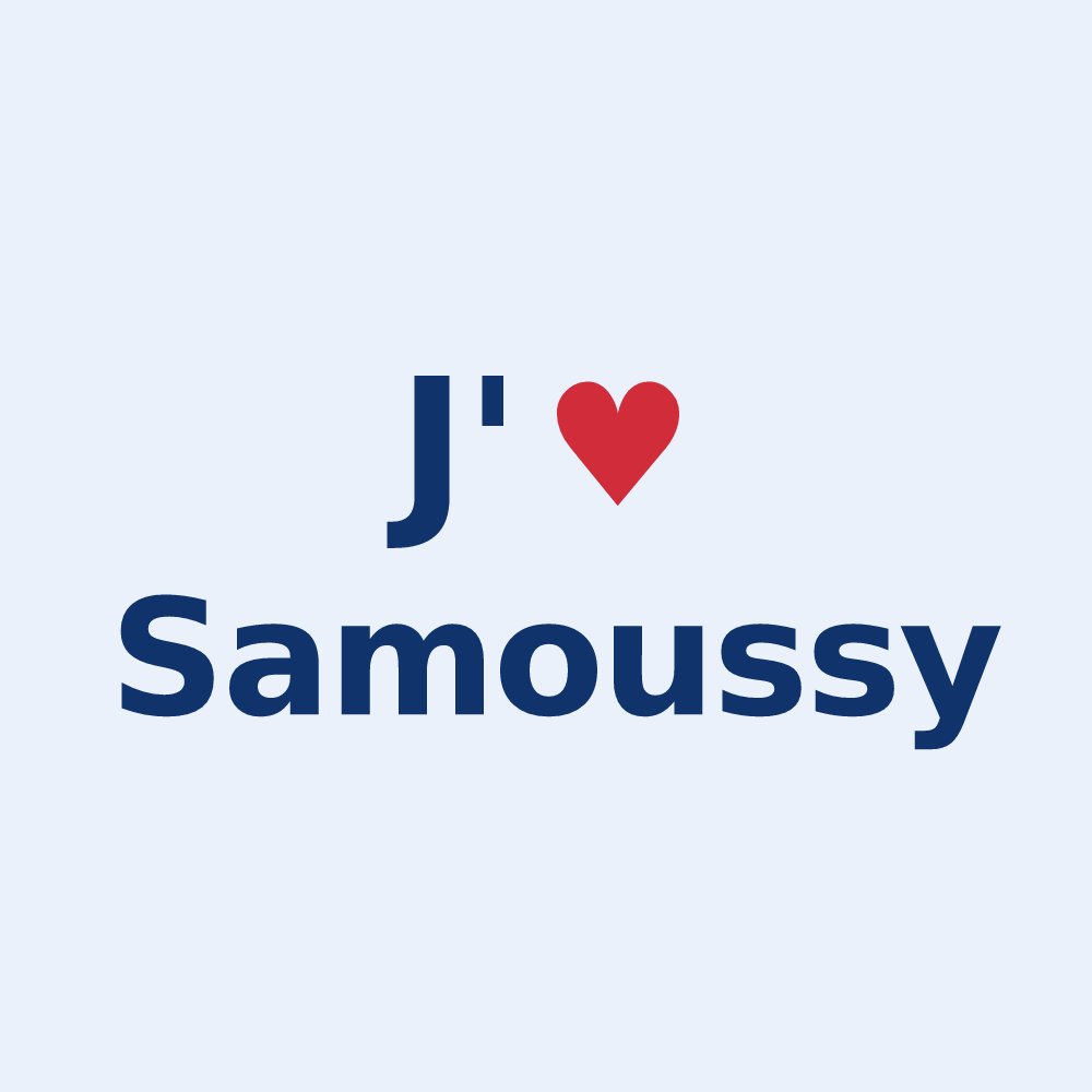 Sticker personnalisé Samoussy — design « J'aime Samoussy » imprimé sur le sticker