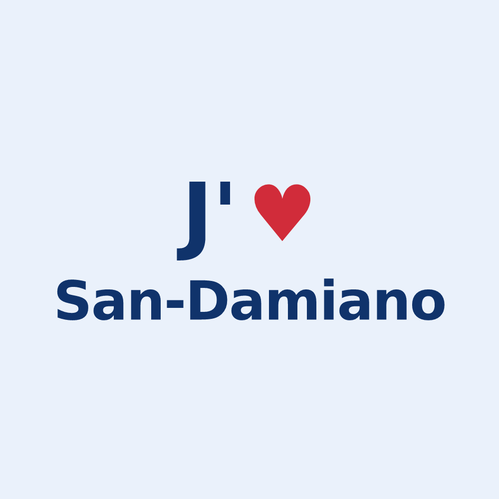 Sticker personnalisé San-Damiano — design J'aime San-Damiano