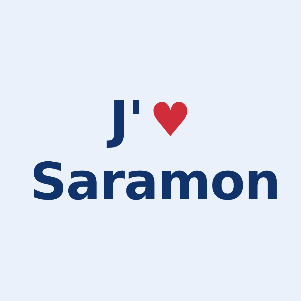 Sticker personnalisé Saramon — design J'aime Saramon