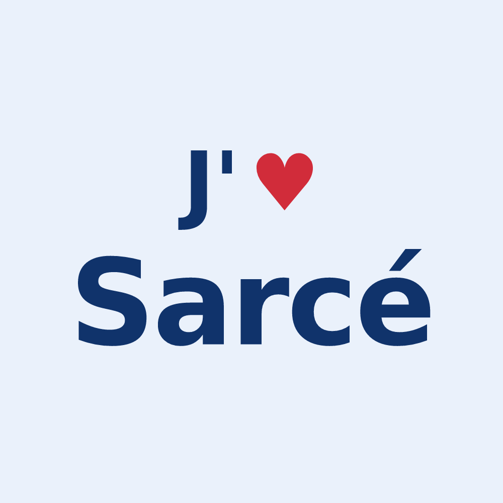 Sticker personnalisé Sarcé — design J'aime Sarcé