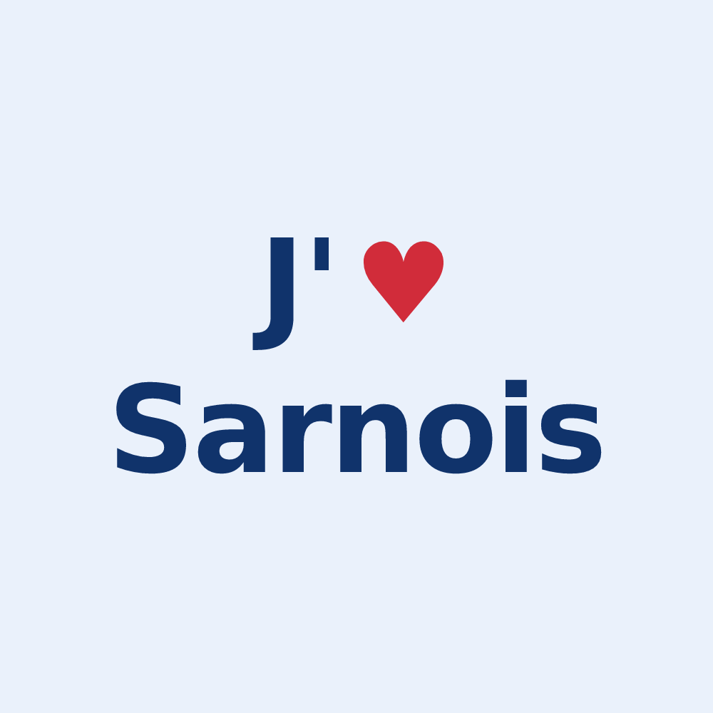 Sticker personnalisé Sarnois — design J'aime Sarnois