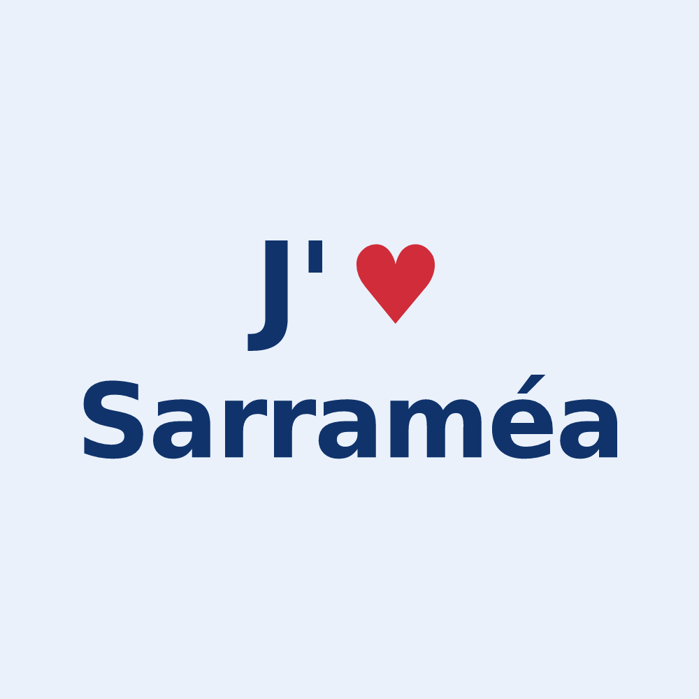 Sticker personnalisé Sarraméa — design J'aime Sarraméa