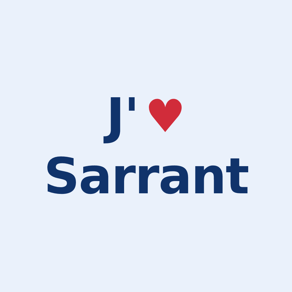 Sticker personnalisé Sarrant — design J'aime Sarrant