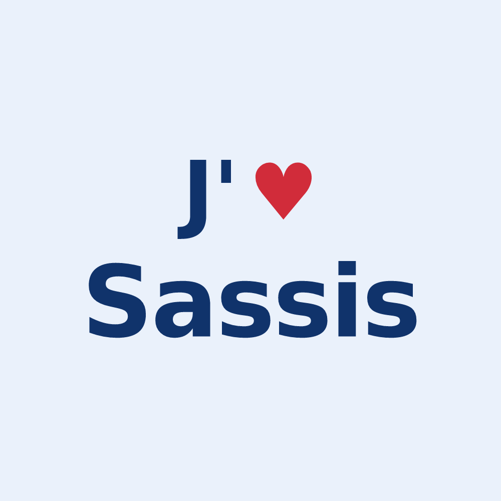 Sticker personnalisé Sassis — design « J'aime Sassis » imprimé sur le sticker