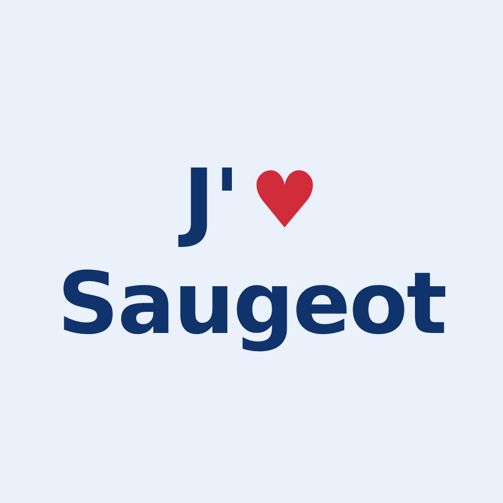 Sticker personnalisé Saugeot — design J'aime Saugeot