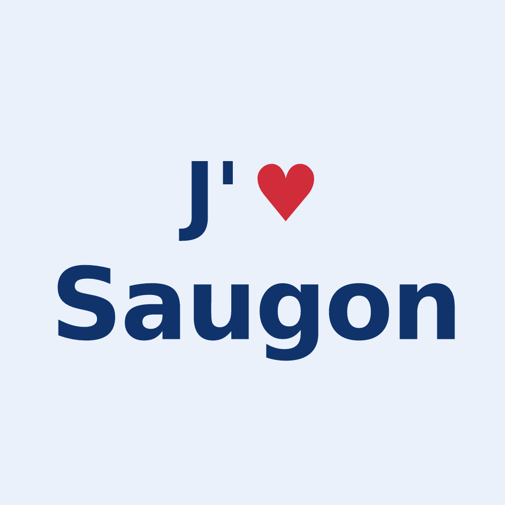 Sticker personnalisé Saugon — design J'aime Saugon