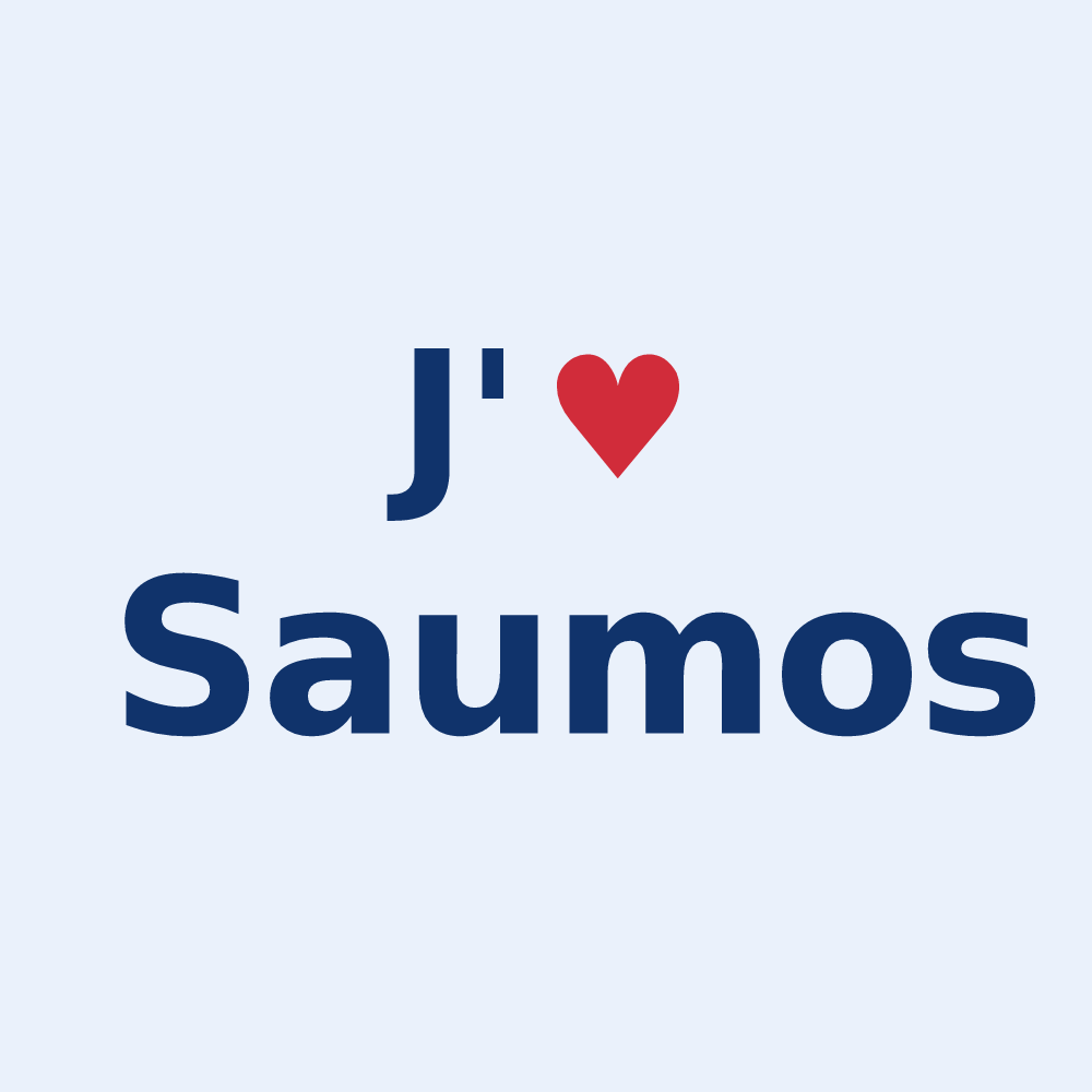 Sticker personnalisé Saumos — design J'aime Saumos