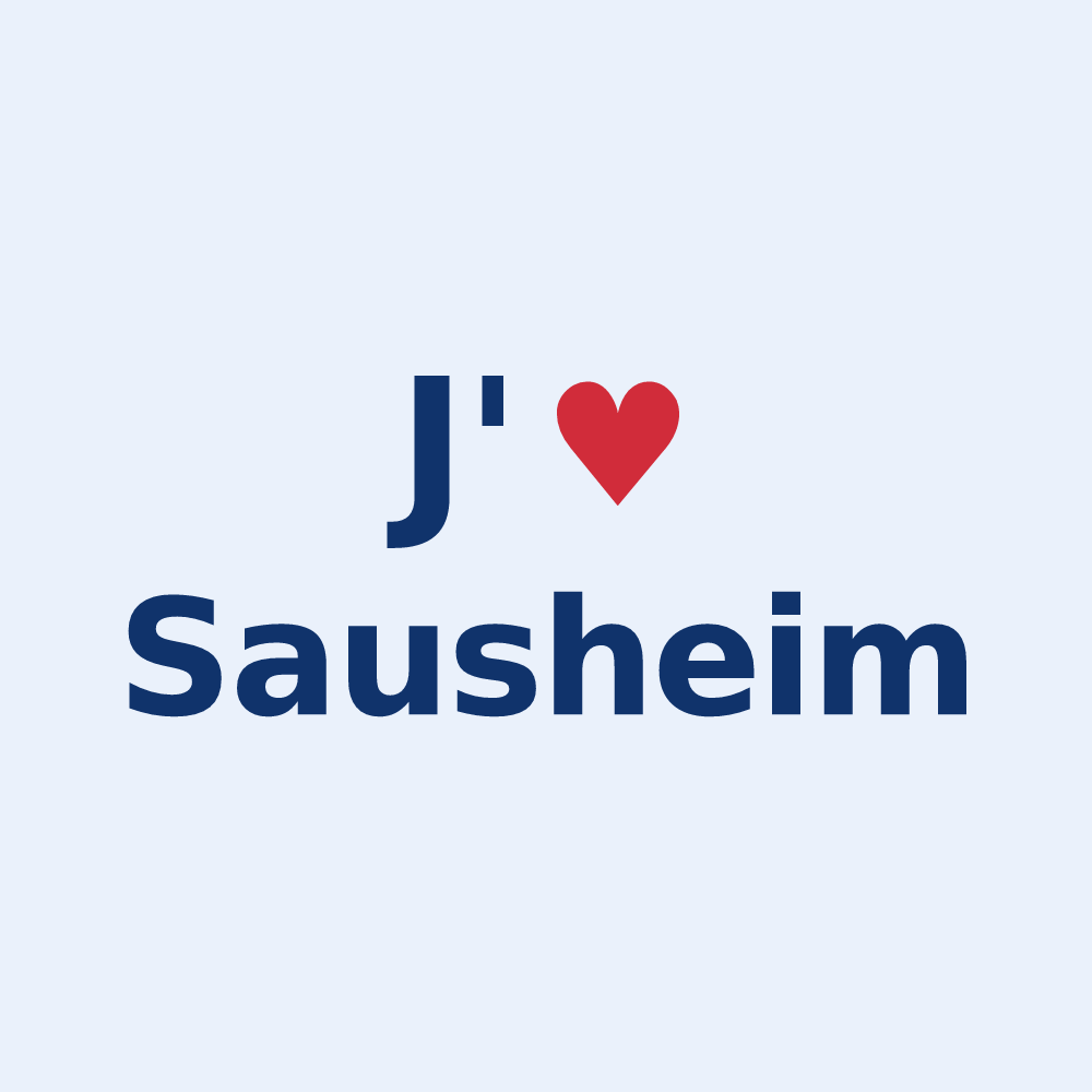 Sticker personnalisé Sausheim — design J'aime Sausheim